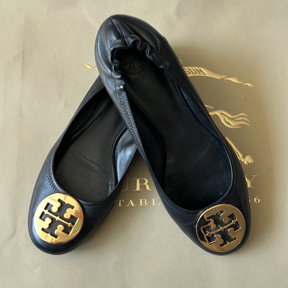 Tory Burch Reva Black Flats